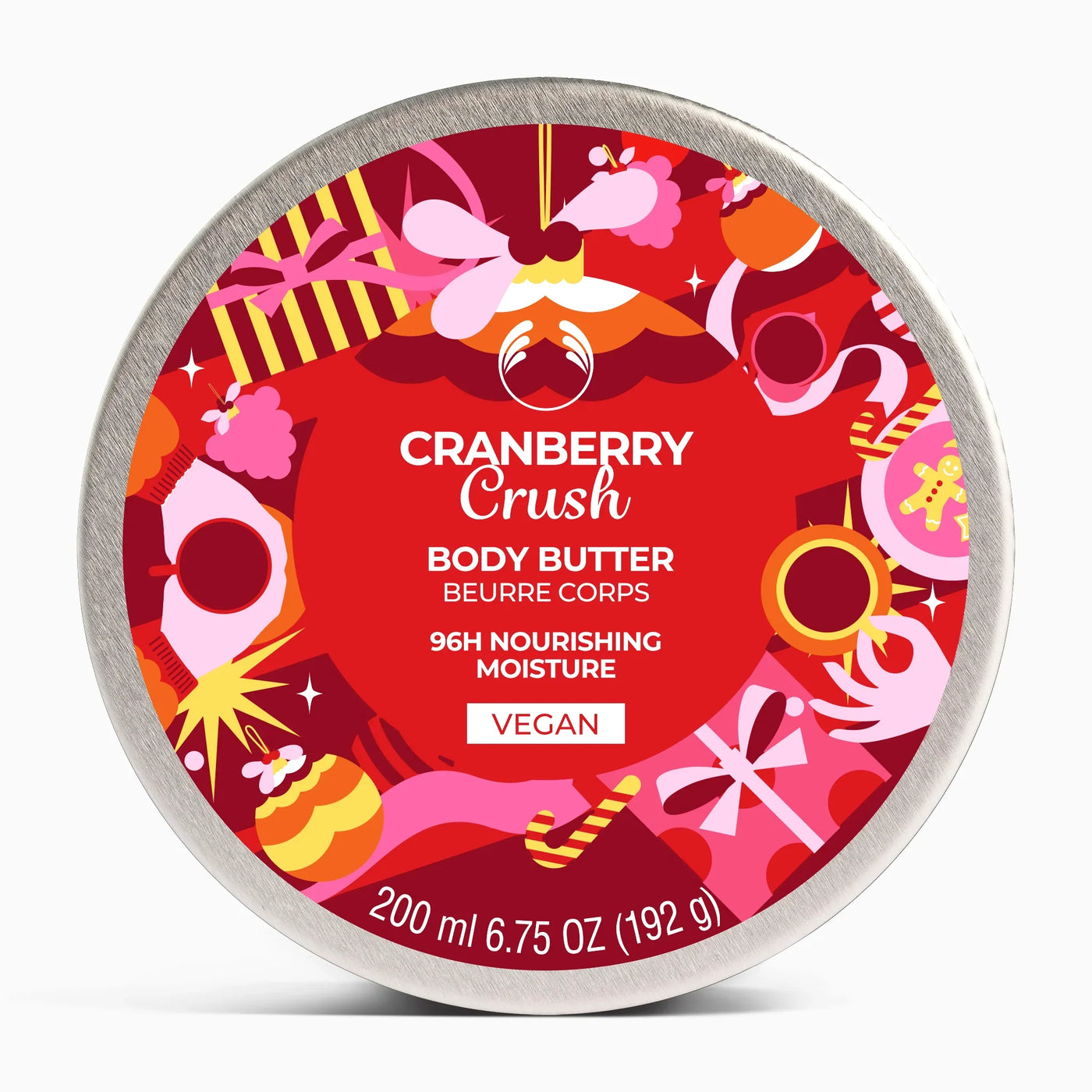 The Body Shop's Cranberry Crush body butter container on a white background
