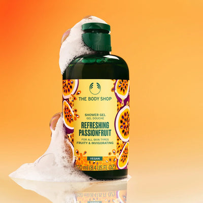 The Body Shop's Refreshing Passionfruit shower gel bottle